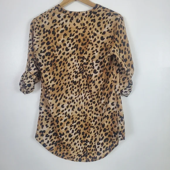 Calvin Klein blouse cheetah leopard print XS - Picture 2 of 5
